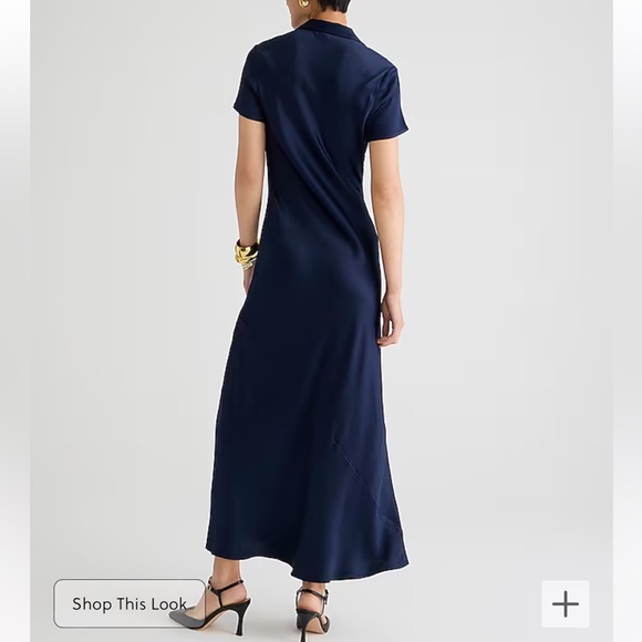 NEW J. Crew Short-sleeve maxi slip dress in luster crepe Navy Blue Size 00 BS802 - Picture 4 of 12